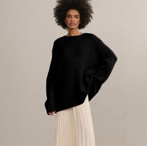 Jenni Kayne Cashmere Amelia Crewneck Black XXS-XS Oversized EUC!